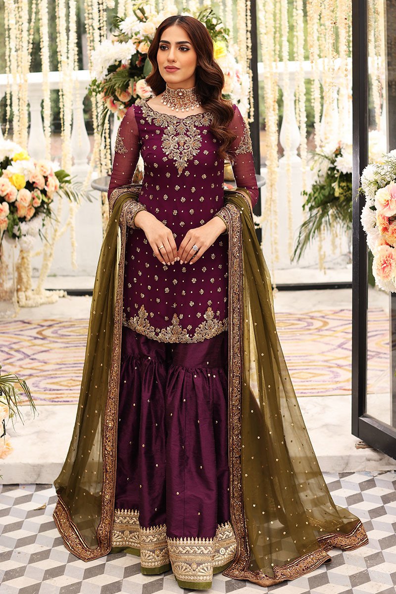 Aisha Imran Purple Bridal Collection Chiffon Replica