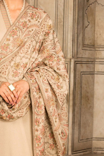 3 Piece Unstitched Heavy Embroidered Dhanak Suit With Fully Embroidered Dhanak Shawl
