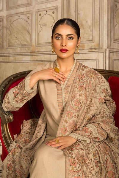 3 Piece Unstitched Heavy Embroidered Dhanak Suit With Fully Embroidered Dhanak Shawl