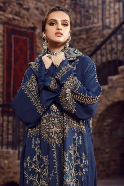 3 Piece Unstitched Heavy Embroidered Dhanak Suit With Digital Printed Woolen Shawl