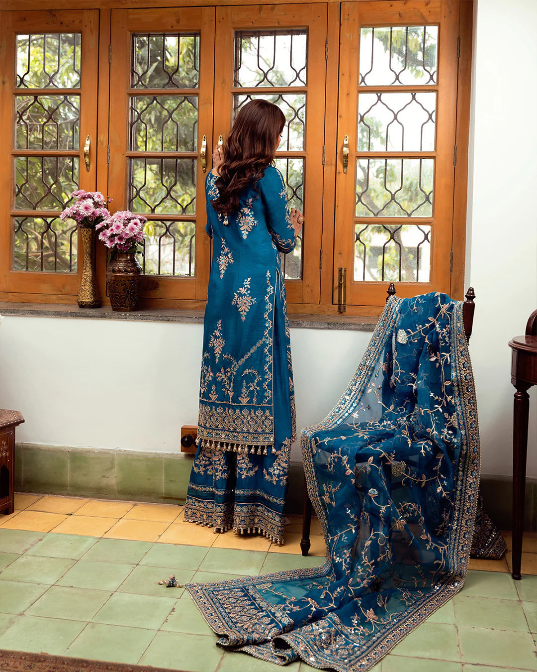 Faiza Saqlain Blue Formal Collection Organza