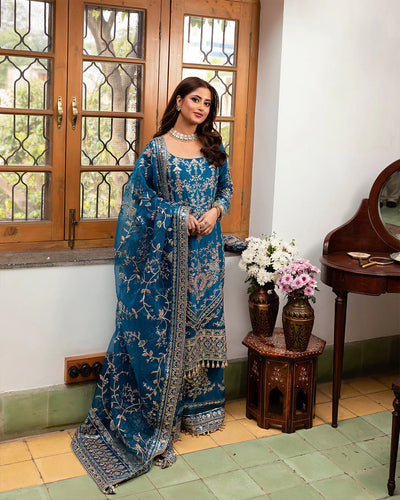 Faiza Saqlain Blue Formal Collection Organza