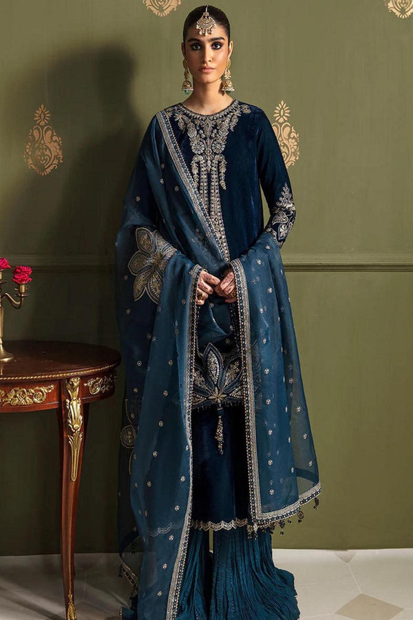 Baroque Embroidered Velvet Dress