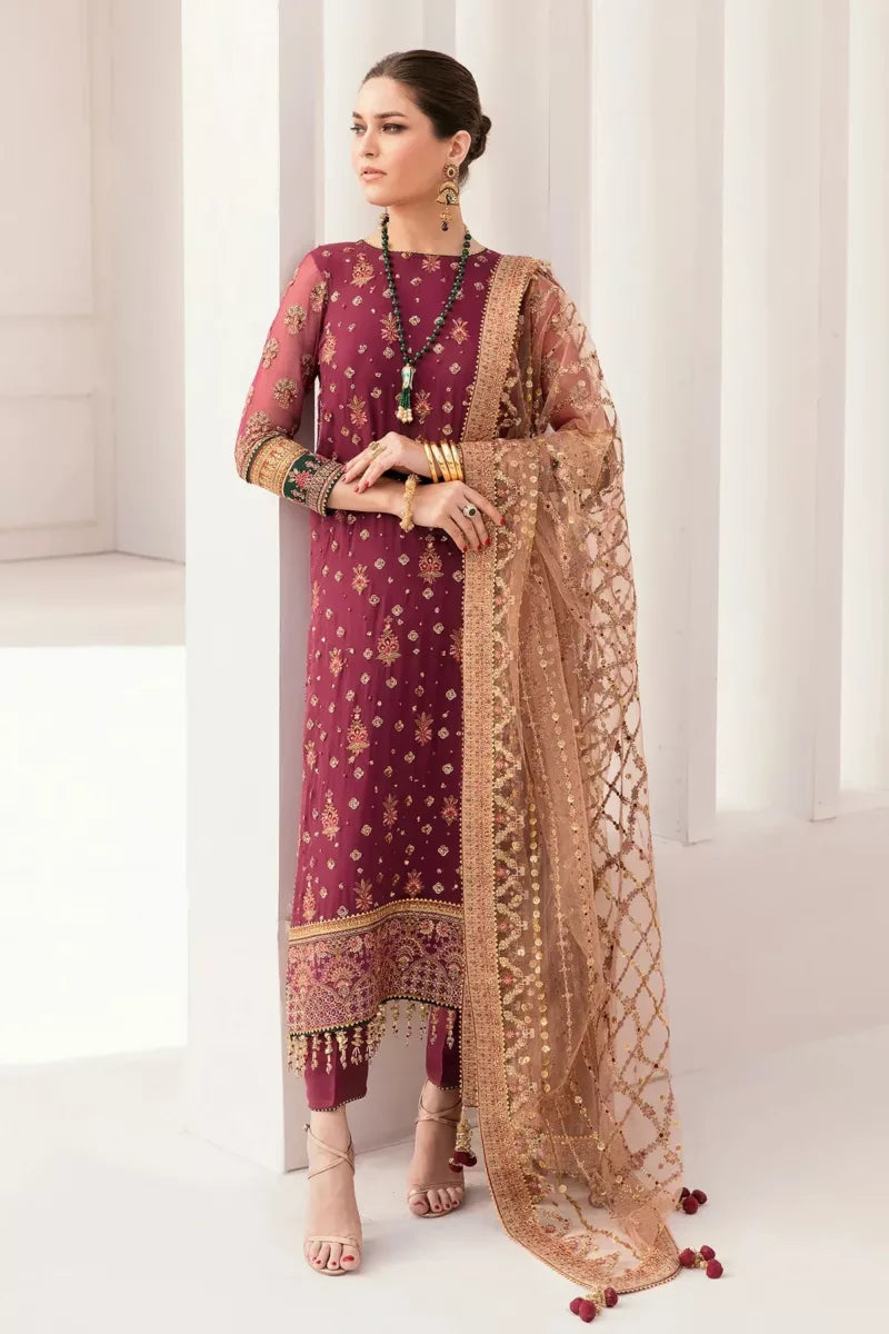 Baroque Maroon Luxury Chiffon Collection
