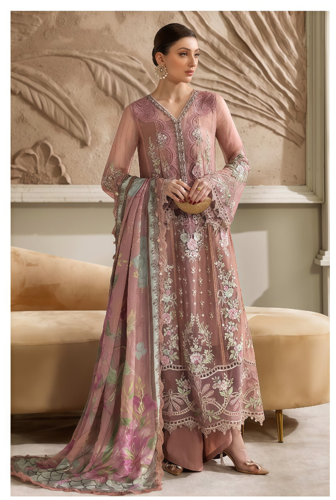 Maria B Chiffons Embroidered Orangza dress