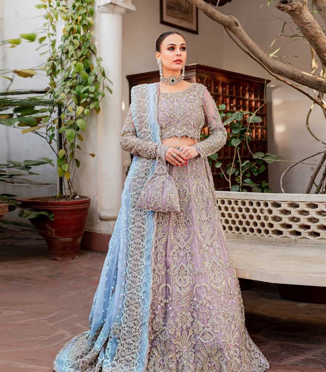 Kanwal Malik Purple Bridal Collection Net Maxi