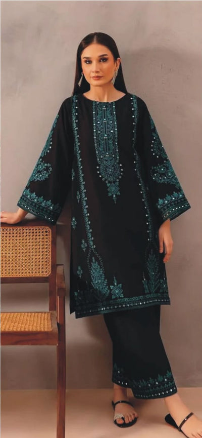 Dhanak Embroidered  Suit with Panni Work