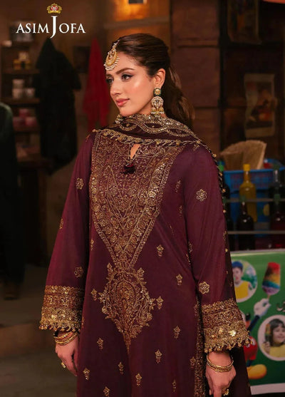 Asim Jofa Maroon Formal Collection Chiffon