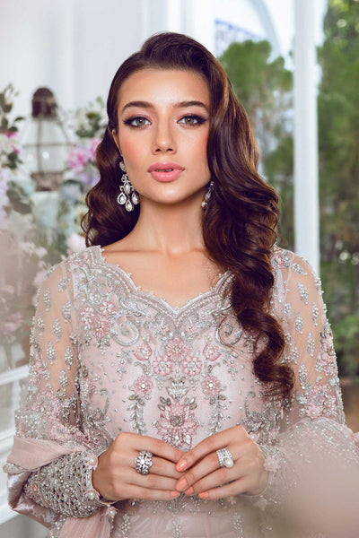 Maria B Pink Hand Work Wedding Collection Soft Net Maxi Bridal