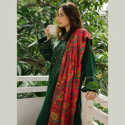 ZARA SHAHJAHAN DHANAK Printed Embroidered Dress