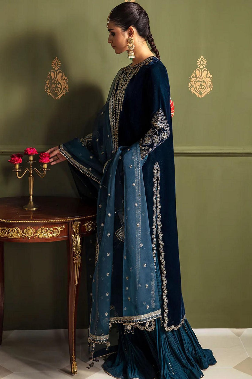 Baroque Embroidered Velvet Dress
