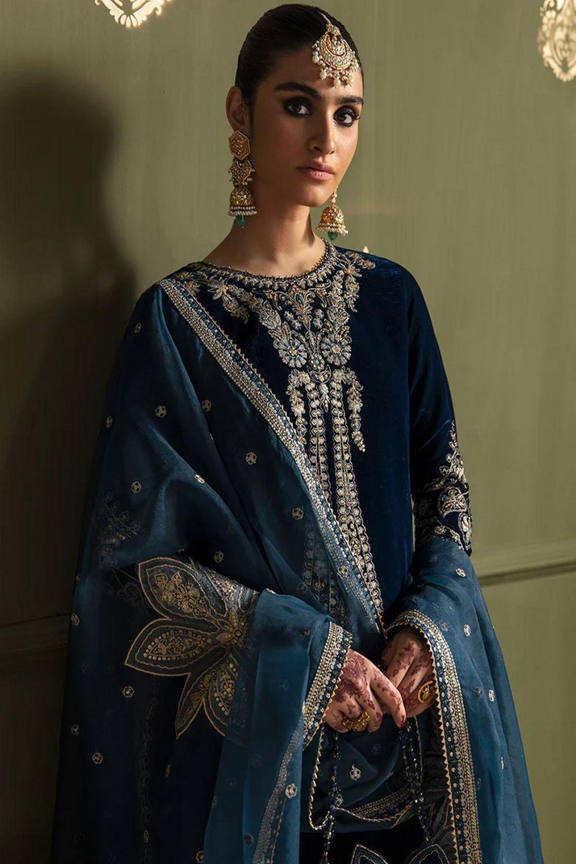 Baroque Embroidered Velvet Dress