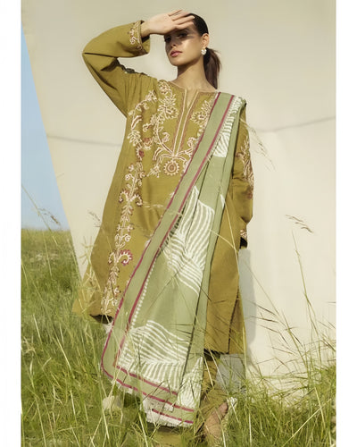 ZARA SHAHJAHAN DHANAK Printed Embroidered Dress