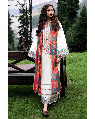 ZARA SHAHJAHAN DHANAK Printed Embroidered Dress