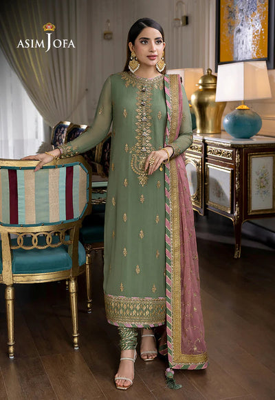 Asim Jofa Green Formal Collection Chiffon Replica