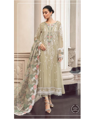 MARIA.B CHIFFON  EMBROIDERED SUIT