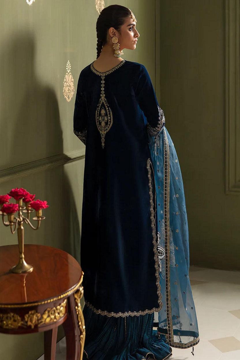 Baroque Embroidered Velvet Dress