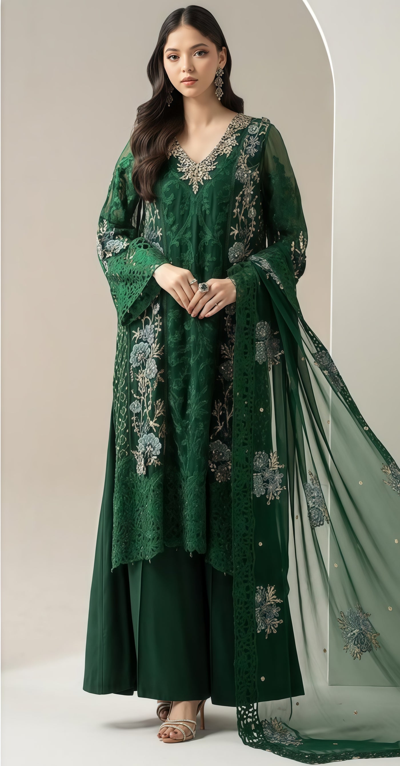Maria.B chiffons Embroidered Dress