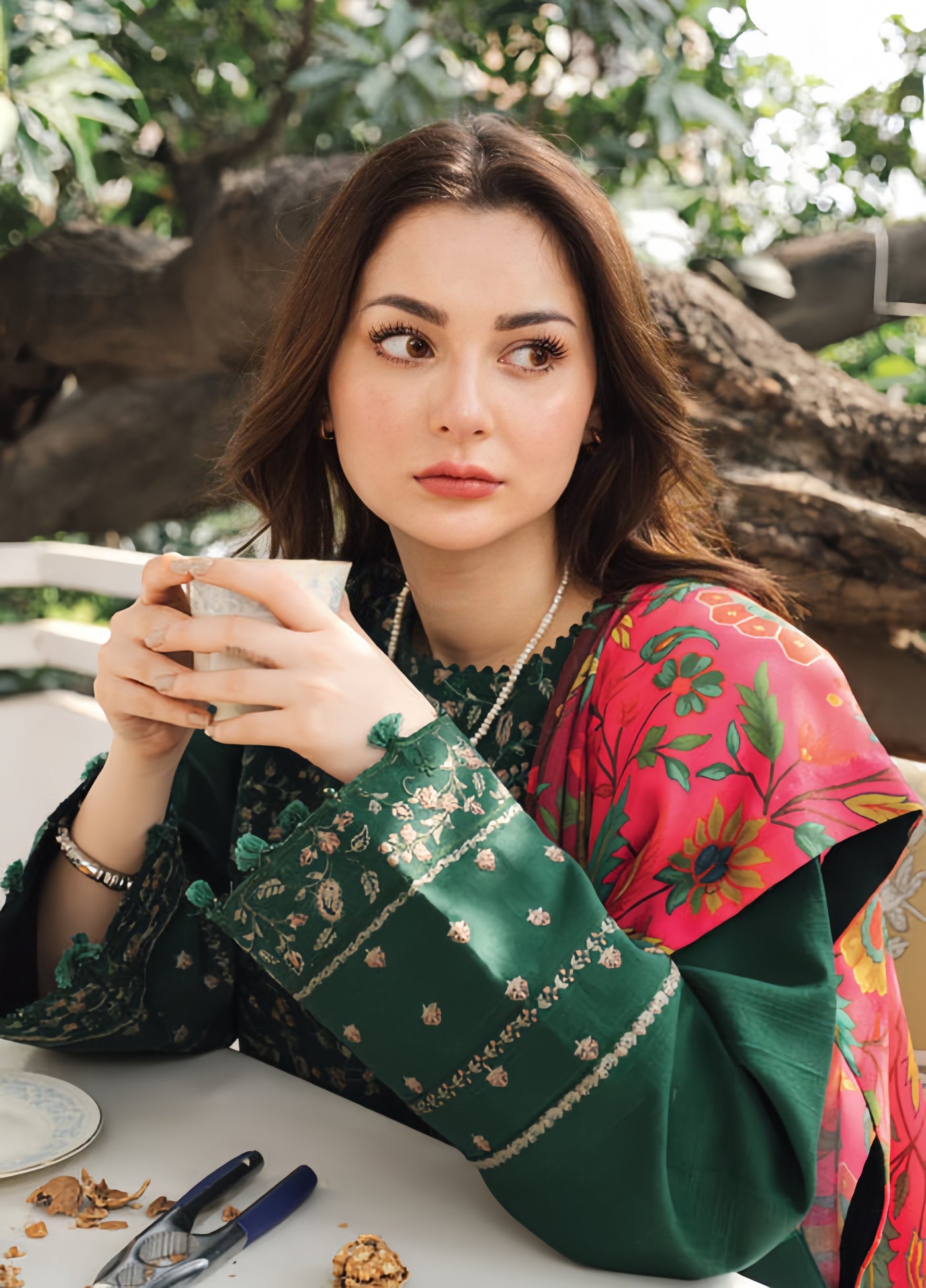 ZARA SHAHJAHAN DHANAK Printed Embroidered Dress