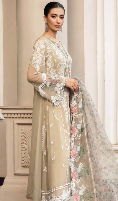 MARIA.B CHIFFON  EMBROIDERED SUIT