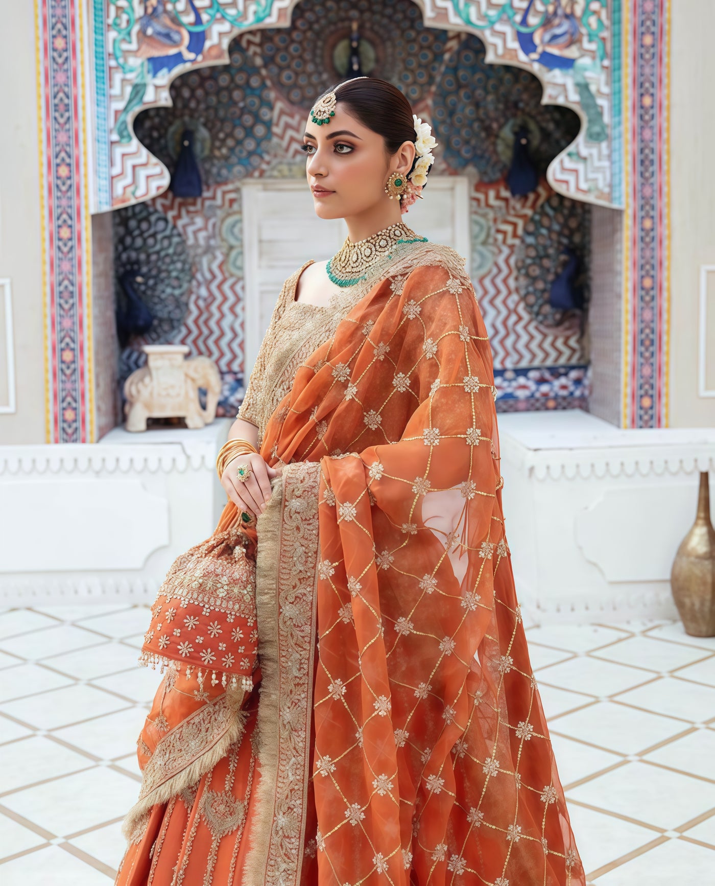 KANWAL MALIK ORGANZA  EMBROIDERED MAXI