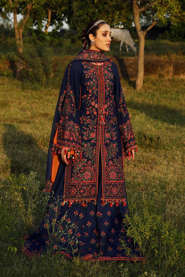 3 Piece Unstitched Heavy Embroidered Dhanak Suit With Four Sided Embroidered Dhanak Shawl
