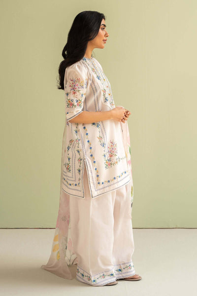 3 Piece Unstitched Digital Printed Pure Lawn Suit with Fine Printed Silk Dupatta