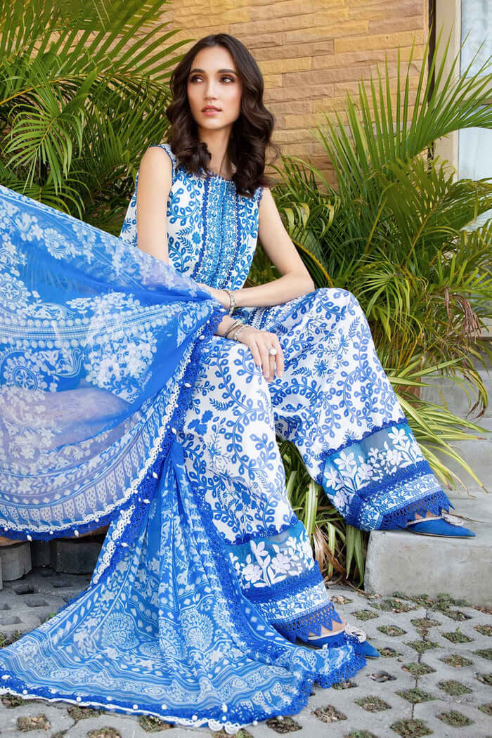 3 Piece Unstitched Embroidered Pure Lawn Suit with Printed Lawn Dupatta
