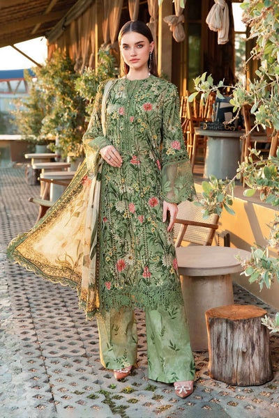 3 Piece Unstitched Embroidered Pure Lawn Suit with Printed Lawn Dupatta