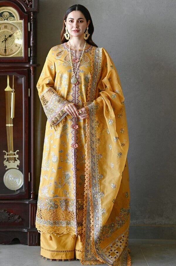 Heavy Embroidered Pure Lawn Suit with Heavy Embroidered Organza Dupatta