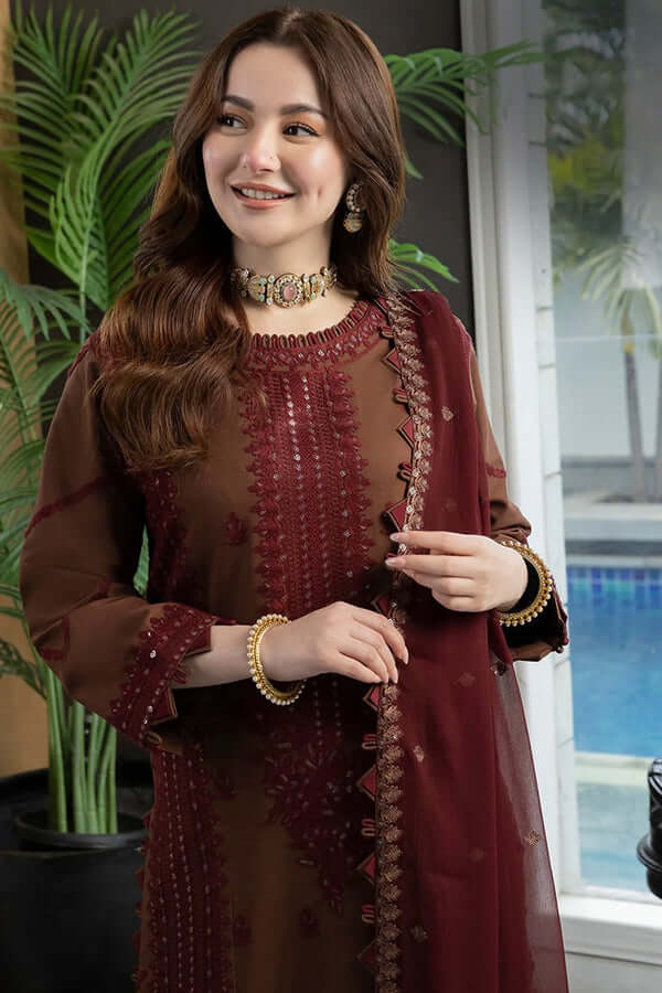 3 Piece Unstitched Heavy Embroidered Dhanak Suit with Heavy Embroidered Dhanak Shawl
