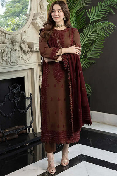 3 Piece Unstitched Heavy Embroidered Dhanak Suit with Heavy Embroidered Dhanak Shawl