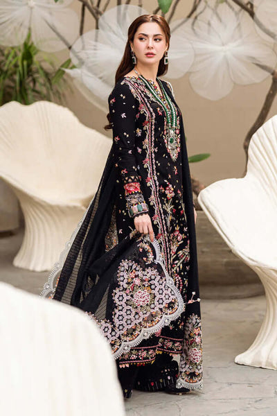 3 Piece Unstitched Heavy Embroidered Dhanak Suit with Four-sided Embroidered Chiffon Dupatta